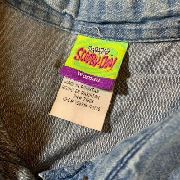 Scooby Doo Women 22 Denim Shirt Shacket Casual Button Up 100% Cotton Long Sleeve - Picture 7 of 12